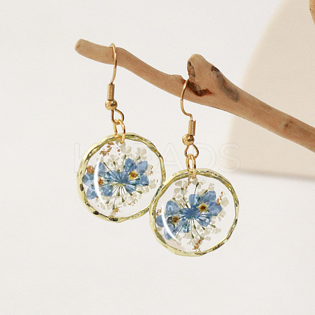 Alloy Epoxy Dried Flower Dangle Earrings FS-WGABF6D-07-1