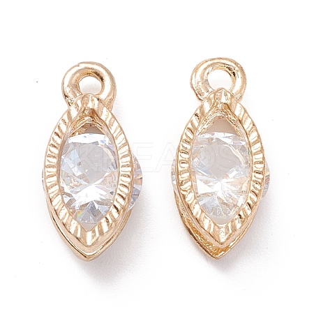 Alloy Clear Cubic Zirconia Charms ZIRC-A022-02G-1