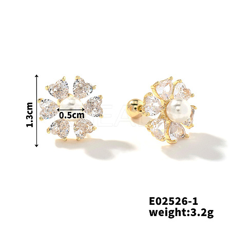 Summer Countryside Style Copper Zirconia Stud Earrings for Women QN0199-3-1