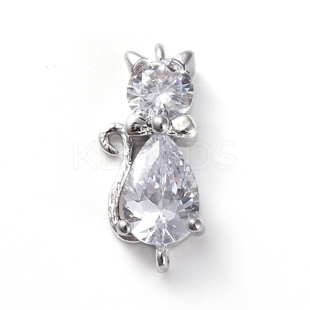 Brass Micro Pave Cubic Zirconia Kitten Links Connectors X-ZIRC-G157-50P-1