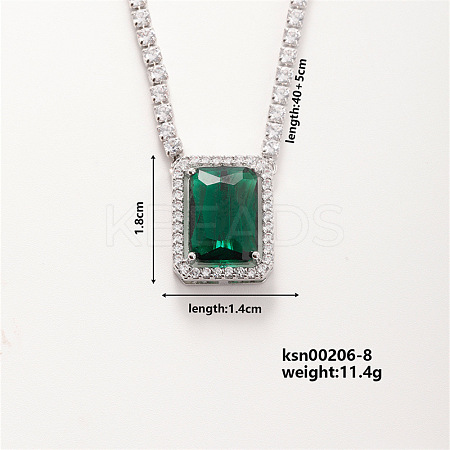 Elegant Brass Micro Pave Cubic Zirconia Pendant Necklaces EL0204-4-1