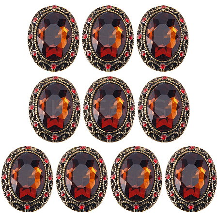 10Pcs 1-Hole Alloy Rhinestone Shank Buttons BUTT-GF0003-52A-1