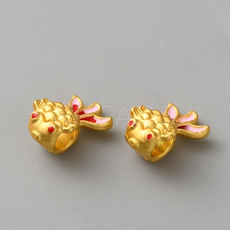 Alloy Enamel European Beads ENAM-WH0058-034F-1