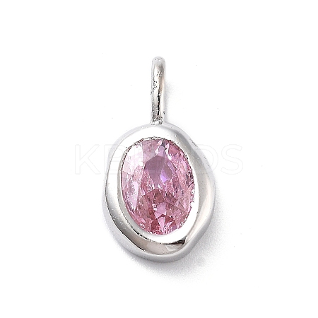 925 Sterling Silver Cubic Zirconia Oval Charms STER-S006-01S-J-1