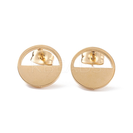 Half Round Hollow 304 Stainless Steel Stud Earrings for Women LS-EJEW-Z017-01G-1