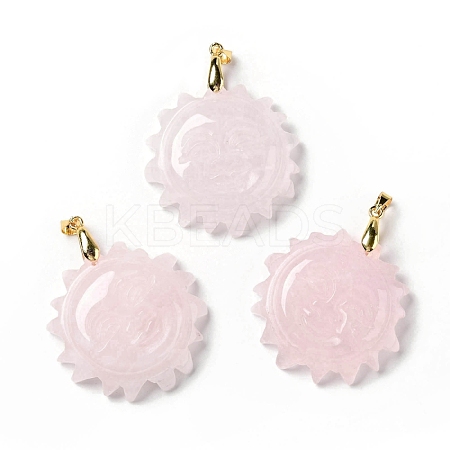 Natural Rose Quartz Pendants G-E043-01B-06G-1