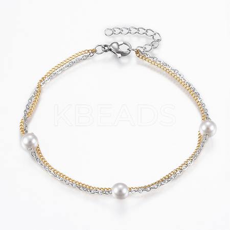 Two Tone 304 Stainless Steel Bracelets BJEW-G580-03-1