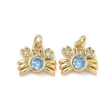 Brass Micro Pave Cubic Zirconia Charms KK-C252-03G-1