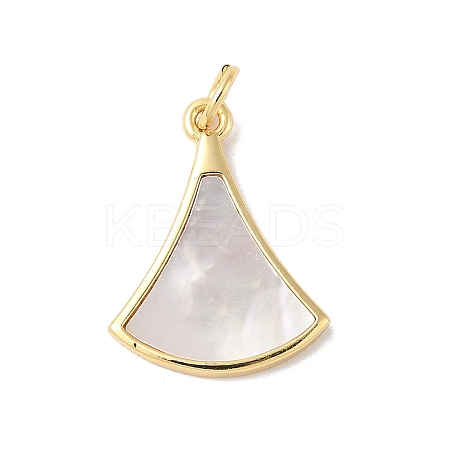 Brass Pave Natural White Shell Pendants KK-S522-05A-G-1