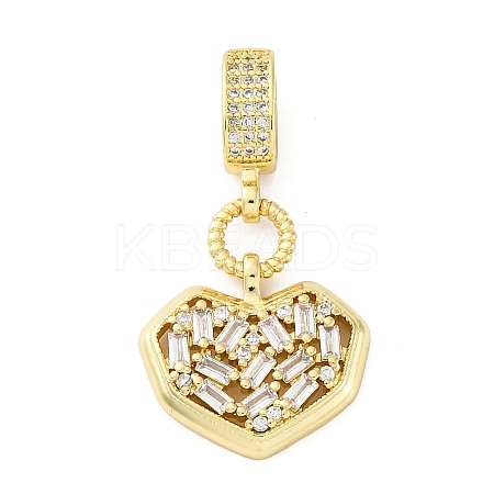 Brass Micro Pave Clear Cubic Zirconia Pendants KK-S510-31G-06-1