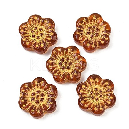 Baking Paint and Golden Metal Enlaced Glass Beads DGLA-T004-09D-1