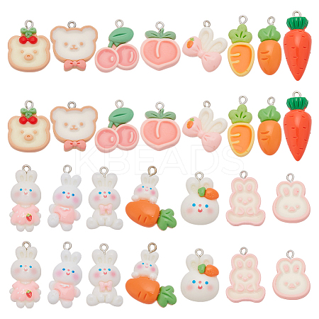 30Pcs 15 Styles Opaque Resin Pendants RESI-WR0001-10-1