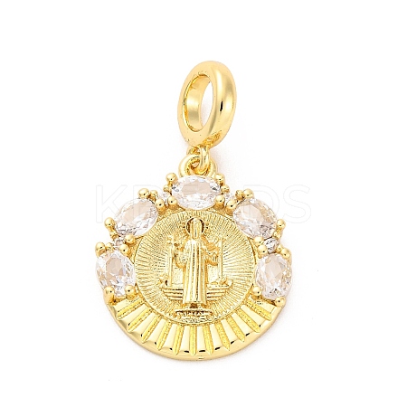 Brass Clear Cubic Zirconia European Dangle Pendants KK-D325-28G-03-1