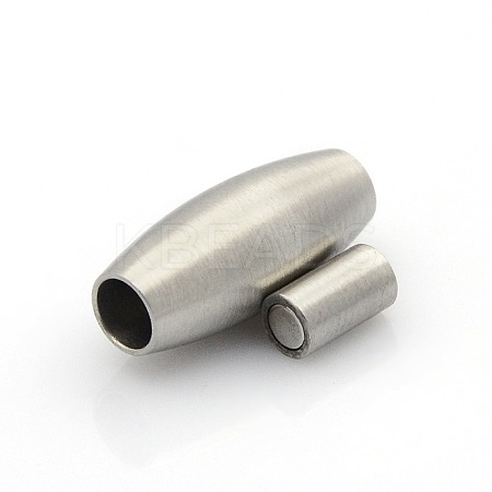 Tarnish Resistant 304 Stainless Steel Matte Surface Magnetic Clasps with Glue-in Ends STAS-O042-B-12-1