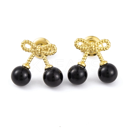 Ion Plating(IP) 304 Stainless Steel Enamel Stud Earrings for Women EJEW-A049-17G-02-1
