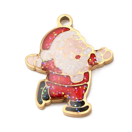 Christmas 304 Stainless Steel Enamel Pendants STAS-B112-02G-07-1