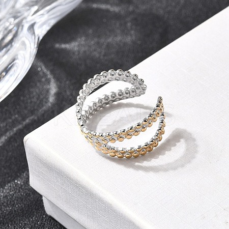 Adjustable 304 Stainless Steel Cuff Rings for Women RJEW-B150-01GP-10-1