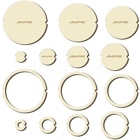 14Pcs 14 Style Wood Hoop Rings Macrame for DIY Craft Making DIY-WH0545-006-1