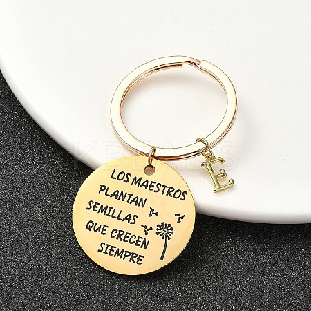 201 Stainless Steel & Brass Letter Keychain KEYC-YW00095-05-1