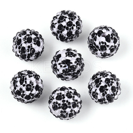 Cow Stripe Print Pattern Resin Rhinestone Round Beads OACR-N145-01-1
