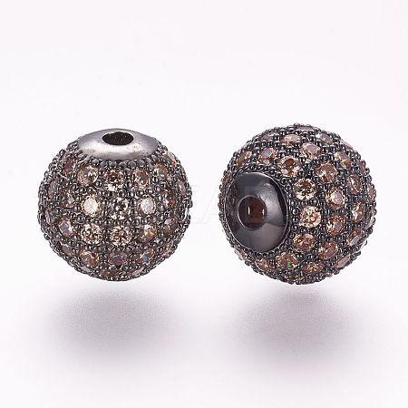 Brass Micro Pave Cubic Zirconia Beads ZIRC-G092-23B-08-1