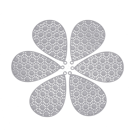 430 Stainless Steel Filigree Pendants STAS-S108-25A-01-1