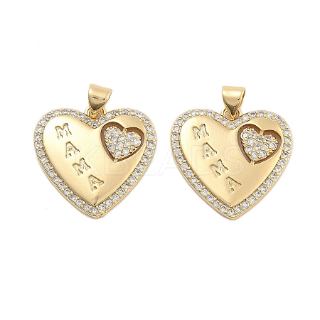 Brass Pave Clear Cubic Zirconia Pendants KK-U009-05E-G-1