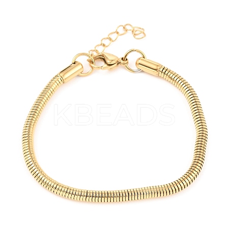 Unisex 304 Stainless Steel Round Snake Chain Bracelets BJEW-H541-02A-G-1