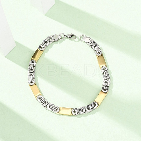 304 Stainless Steel Rectangle Link
Chain & Byzantine Chains Bracelets for Women Men BJEW-F527-08B-GP-1