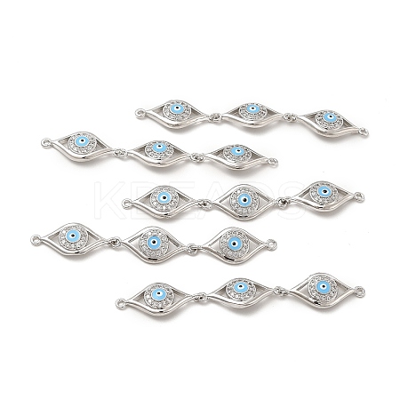 Brass Micro Pave Clear Cubic Zirconia Connector Charms KK-E068-VB395-2-1