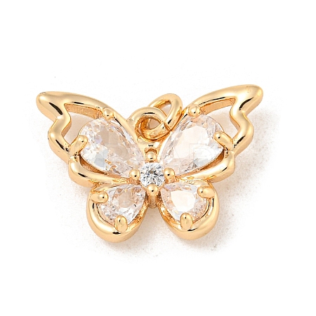 Brass Micro Pave Clear Cubic Zirconia Pendants KK-Z057-07G-1