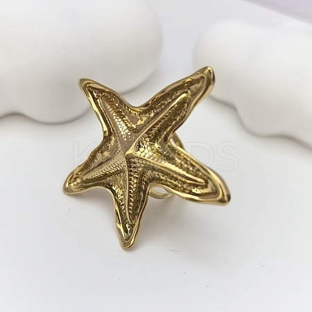 Adjustable 304 Stainless Steel Cuff Open Rings for Women RJEW-B155-02G-1
