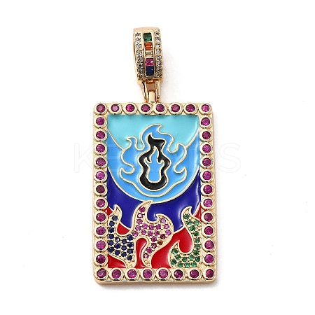 Brass Micro Pave Cubic Zirconia Pendants with Enamel KK-H458-04G-01-1