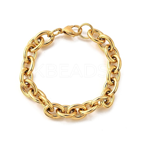 304 Stainless Steel Cable Chain Bracelets for Women LS-BJEW-Q050-01C-G-1