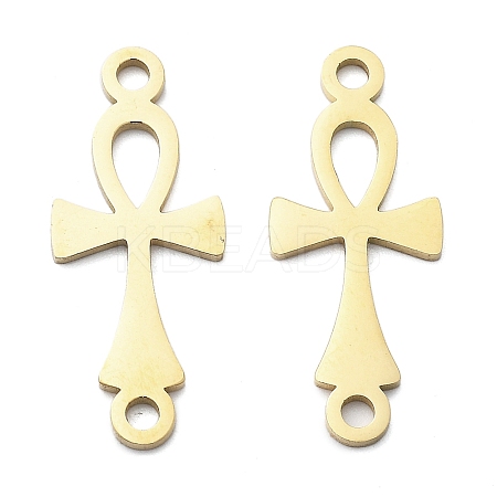 304 Stainless Steel Religion Ankh Cross Links Connector Charms LS-STAS-S153-01G-1