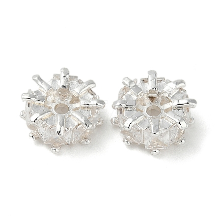 Brass Micro Pave Cubic Zirconia Spacer Beads KK-U045-16S-1