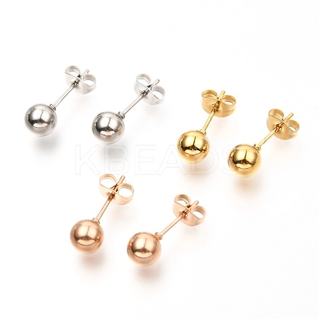 304 Stainless Steel Ball Stud Earrings EJEW-C501-10D-1