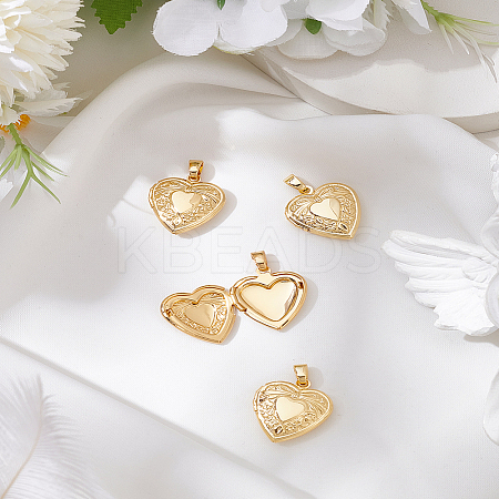 4Pcs Brass Locket Pendants KK-LP0001-90-1