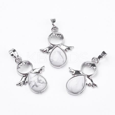 Natural Howlite Pendants G-G651-A14-1