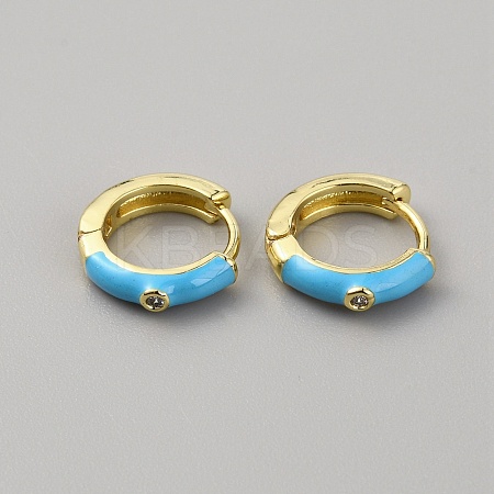 Enamel Hoop Earrings with Clear Cubic Zirconia EJEW-WH0004-39D-1