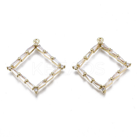 Brass Inlaid Clear Cubic Zirconia Pendants ZIRC-S069-035G-1