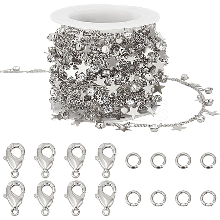 DIY Brass Micro Pave Clear Cubic Zirconia Curb Chains Necklaces/Bracelets Making Kits DIY-BBC0002-63P-1