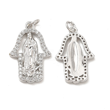 Brass Micro Pave Cubic Zirconia Pendants KK-E068-VB084-1