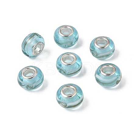 Rondelle Handmade Gold Sand Lampwork European Large Hole Beads X-LPDL-R007-07B-1