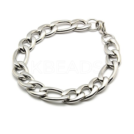 Tarnish Resistant Trendy 304 Stainless Steel Figaro Chain Bracelets LS-STAS-A028-B018P-1