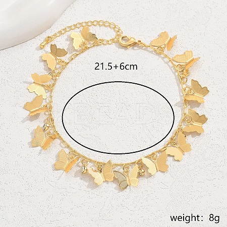 Boho Brass Butterfly Charm Anklets for Women KN9675-2-1