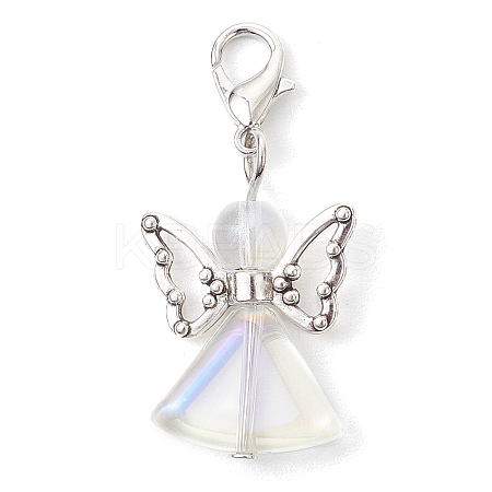 5Pcs Angel Glass Pendant Decorations HJEW-JM02783-S-1