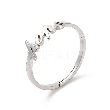 Non-Tarnish 304 Stainless Steel Word Hope Adjustable Ring RJEW-L107-027P-1