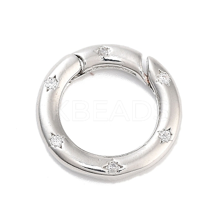 Brass Micro Pave Clear Cubic Zirconia Spring Gate Rings X-KK-M293-54P-1