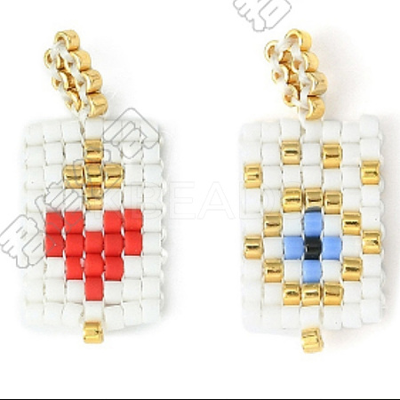 2Pcs 2 Styles Glass Seed Beaded Pendants PALLOY-PH01995-01-1